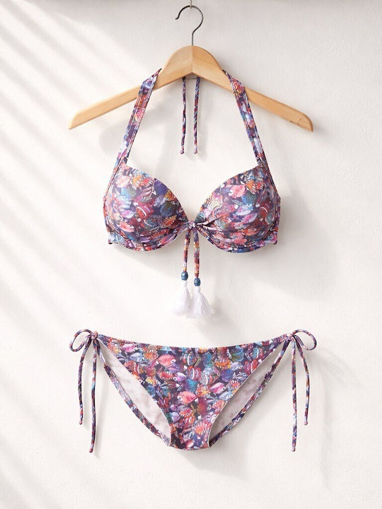 Set Bikini Push Up Brazil Ocean Print