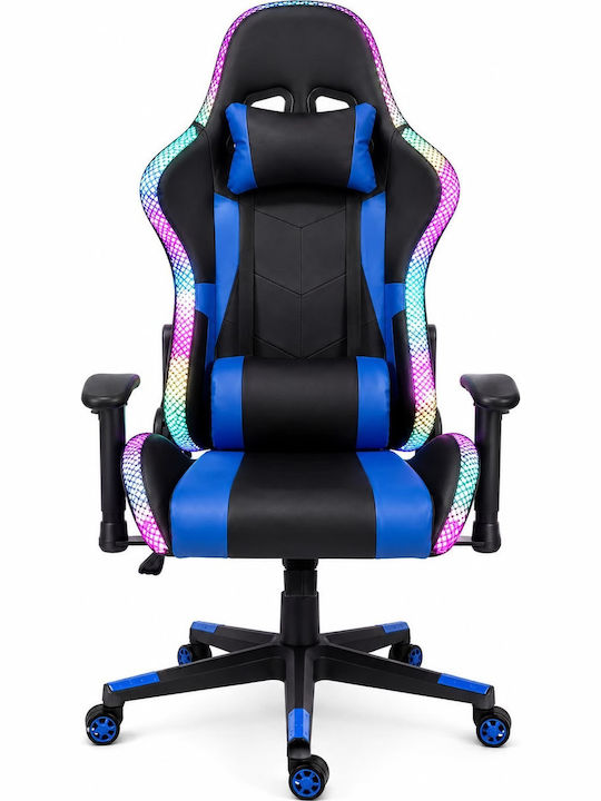 XL Геймърски стол от изкуствена кожа с RGB осветление Черен