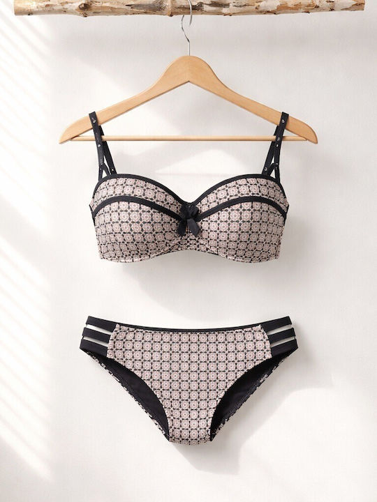 Set Bikini Γήινο Γεωμετρικό Print