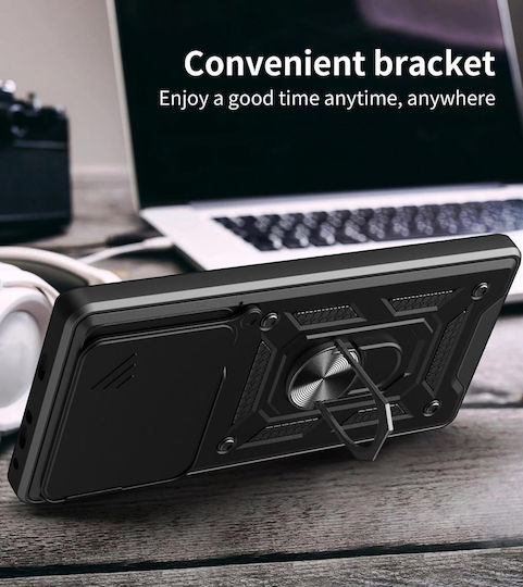 Orso Combo Kickstand Slide Back Cover Μαύρο (Poco M7 Pro 5G)