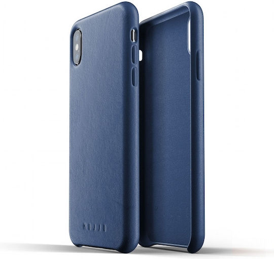 Mujjo Full Leather Back Cover Δερμάτινο 1mm Μπλε (iPhone XS Max)