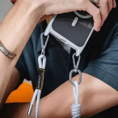 Mageasy Roar M With Lanyard Umschlag Rückseite Silikon mit Band Transparent (iPhone 17 Pro Max / iPhone 17 Pro / iPhone 16 Pro Max)