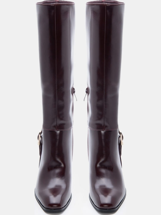 Damenstiefel mit Hochabsatz Burgundisch