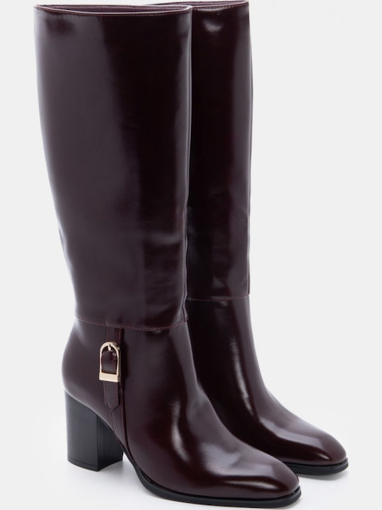 Damenstiefel mit Hochabsatz Burgundisch