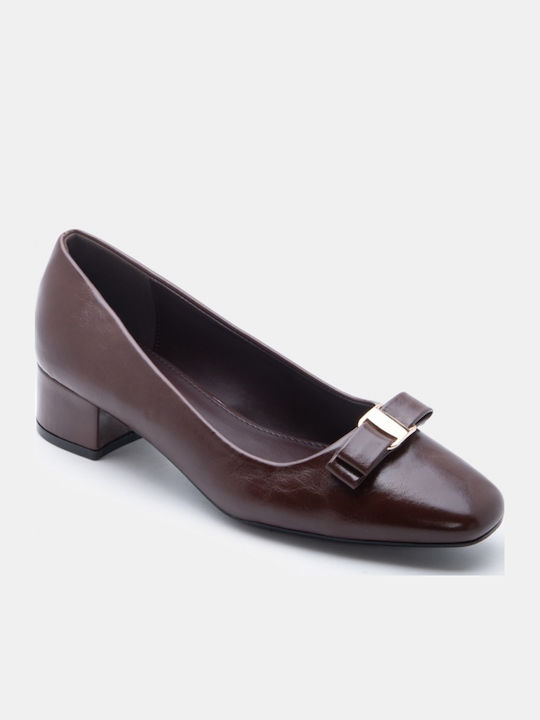 Pointed Toe Heels with Low Heel Brown
