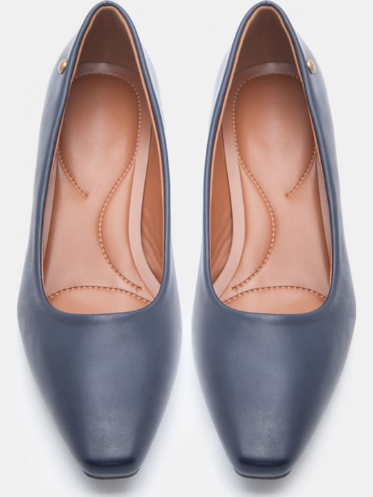 Spitze Pumps mit niedrigem Absatz Marineblau