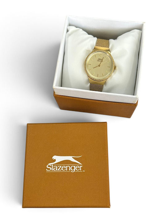 Slazenger Дамски Кварцов Часовник със Златна Стоманена Гривна