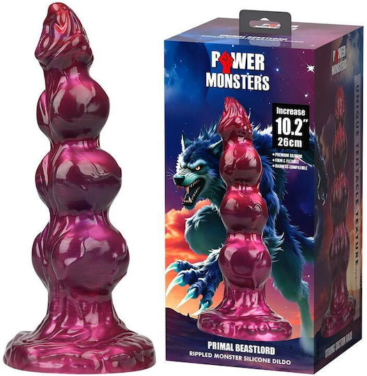 Power Monsters Dildo με Βεντούζα Ροζ