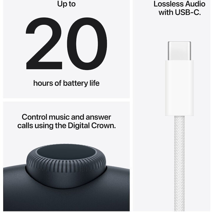 Apple AirPods Max 2 Ασύρματα / Ενσύρματα Over Ear Ακουστικά και Quick Charge Midnight