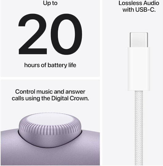 Apple AirPods Max 2 Ασύρματα / Ενσύρματα Over Ear Ακουστικά και Quick Charge Purple