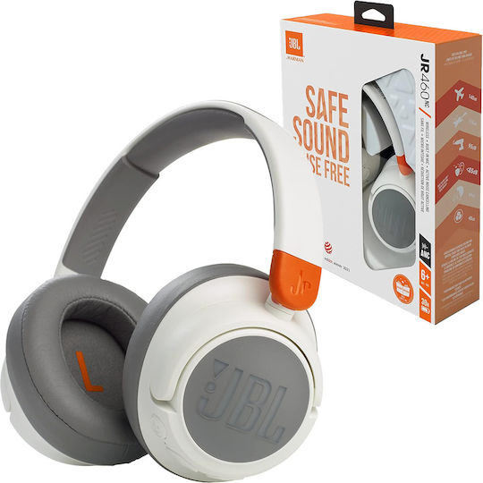 JBL JR460NC Ασύρματα / Ενσύρματα Παιδικά Over Ear Ακουστικά με 20 ώρες Λειτουργίας και Quick Charge Λευκά