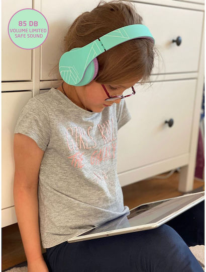 PowerLocus P2 Kids Ασύρματα / Ενσύρματα Παιδικά Over Ear Ακουστικά με Ραδιόφωνο με 20 ώρες Λειτουργίας Blue-Purple
