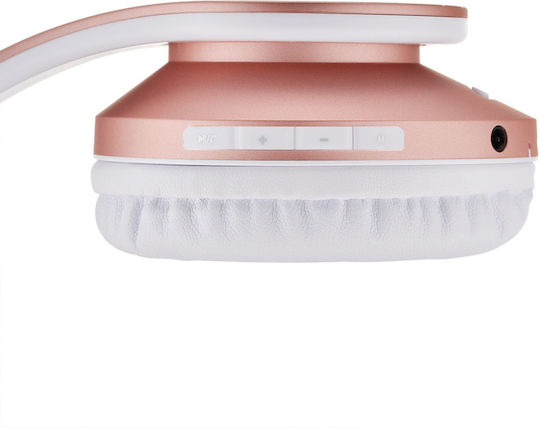 PowerLocus P2 Kids Ασύρματα / Ενσύρματα Παιδικά Over Ear Ακουστικά με Ραδιόφωνο με 20 ώρες Λειτουργίας Rose Gold