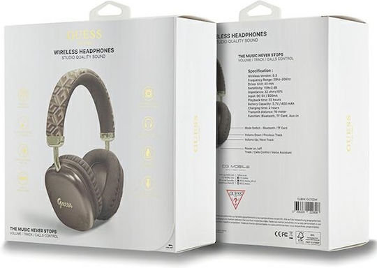 Gcube Metallic Script Logo Ασύρματα / Ενσύρματα Over Ear Ακουστικά με 32 ώρες Λειτουργίας Καφέ