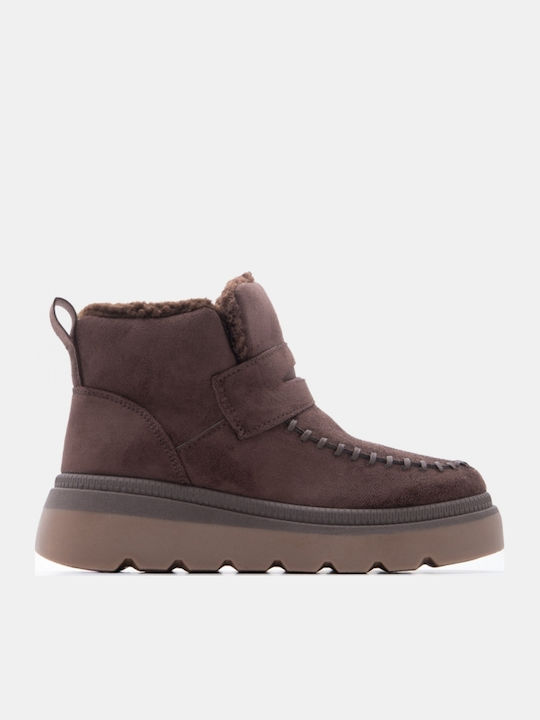 Damen Stiefeletten mit Pelz Braun