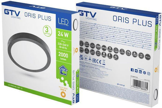 Επιτοίχιο Φωτιστικό Led Oris 24w Ip20 3000k Μαύρο