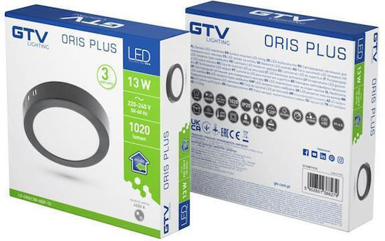 Едностенен LED осветител Oris 13W IP20 3000K Черен