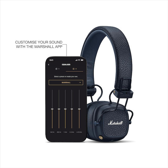 Marshall Major V Ασύρματα / Ενσύρματα On Ear Ακουστικά με 100 ώρες Λειτουργίας και Quick Charge Midnight Blue