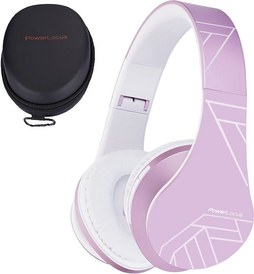 PowerLocus P2 Kids Ασύρματα / Ενσύρματα Παιδικά Over Ear Ακουστικά με Ραδιόφωνο με 20 ώρες Λειτουργίας Pink-White