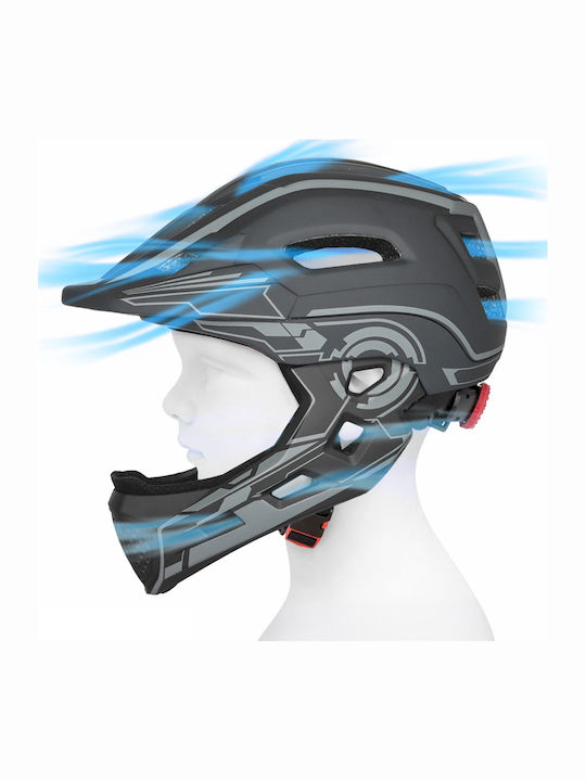 Wozinsky Kinderfahrrad- / Rollerhelm Vollgesicht für Stadtfahrrad Grau