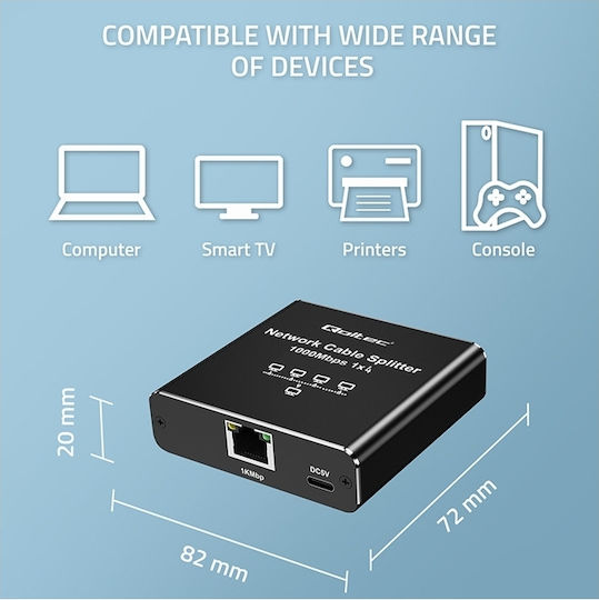 Qoltec Ethernet Мрежов Сплитер RJ45 1 Брой