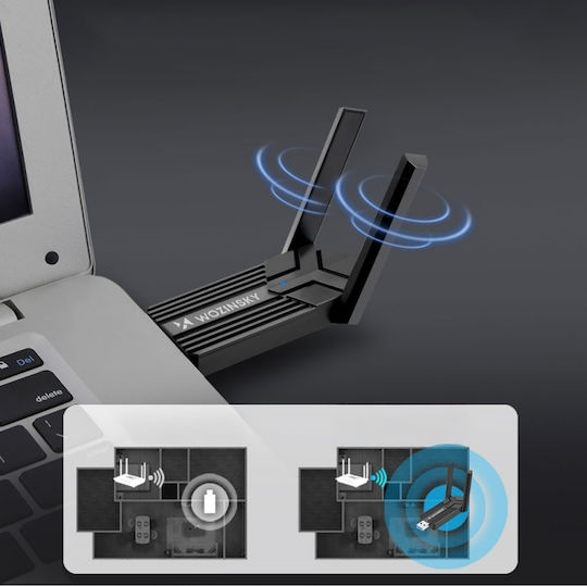 Wozinsky WAX-1800 USB Network Adapter with Wireless Wi-Fi Connection 1800Mbps
