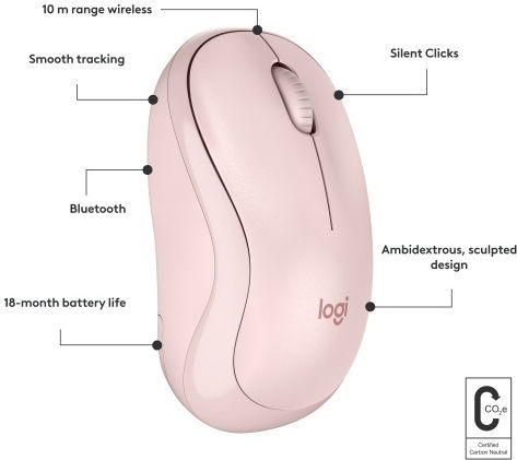 Logitech M240 Silent Wireless Bluetooth Mouse Pink