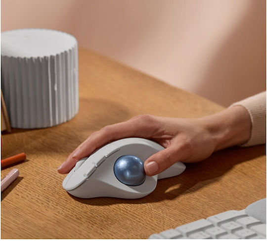 Logitech Ergo M575S Ασύρματο Bluetooth Ποντίκι με Trackball Λευκό