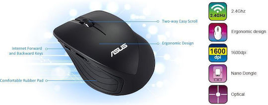 Asus WT465 Безжичен Мишка Черен
