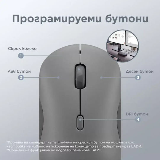 Lenovo 350 Ασύρματο Bluetooth Vertical Ποντίκι Γκρι