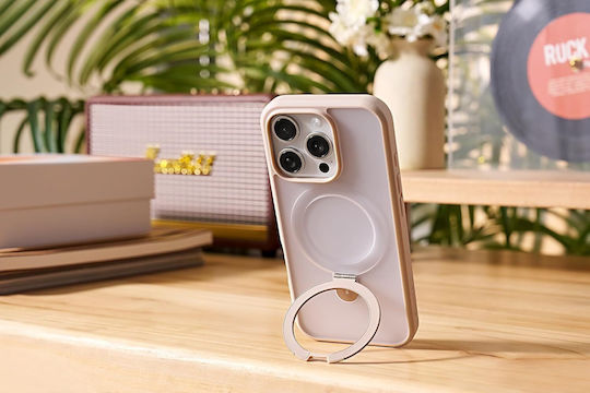 Torras Ostand Spin Rückseite Umschlag Silikon Gold (iPhone 17 Pro / iPhone 16 Pro)