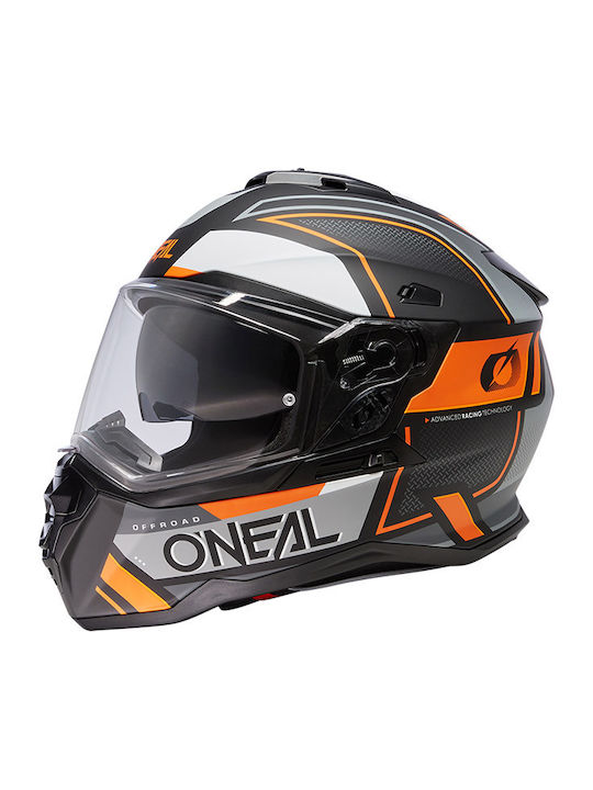 O'Neal DSRS Square V.24 Black/Grey/Orange Motorcycle Helmet Full Face ECE 22.06 with Sunvisor