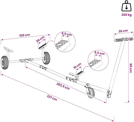 Vidaxl Adjustable Boat Trailer Pneumatic Tires Silver