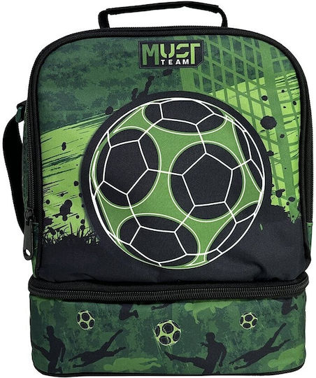 Diakakis Schulische Isolierte Kinder Lunchtasche Umhängetasche 7l Grüne Fußball 22x16x28cm