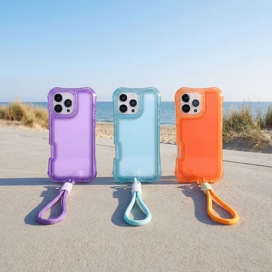 Umschlag Rückseite Silikon mit Nackenriemen Orange für iPhone 17