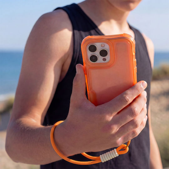 Umschlag Rückseite Silikon mit Nackenriemen Orange (iPhone 17 Pro Max / iPhone 17 Pro / iPhone 16 Pro Max)