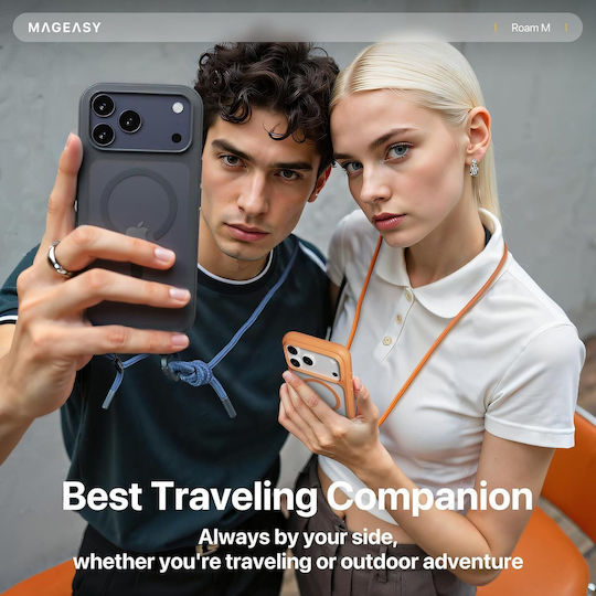Mageasy Roar M With Lanyard Umschlag Rückseite Silikon mit Band Transparent (iPhone 17 Pro)