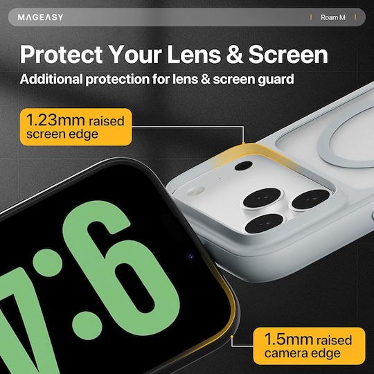 Mageasy Roar M With Lanyard Back Cover Σιλικόνης με Λουράκι Γκρι (iPhone 17 Pro)