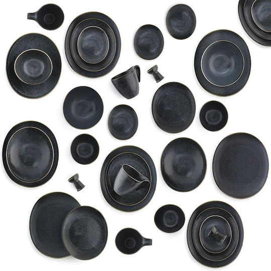 Duka Shallow Plate Made of Black Porcelain 28cm