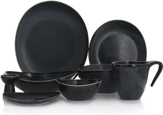 Duka Tiefes Servierteller aus Porzellan Schwarz 22cm