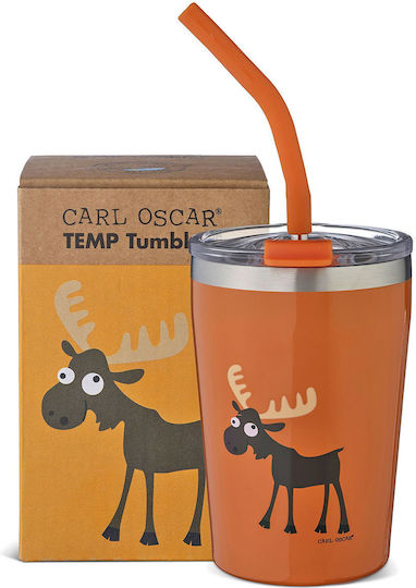 Carl Oscar Stainless Steel Kids Water Bottle Thermos with Straw Non Spill Tumbler 250ml