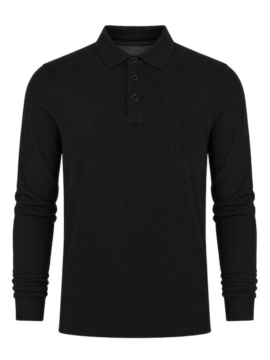 Polo Langarmbluse Schwarz