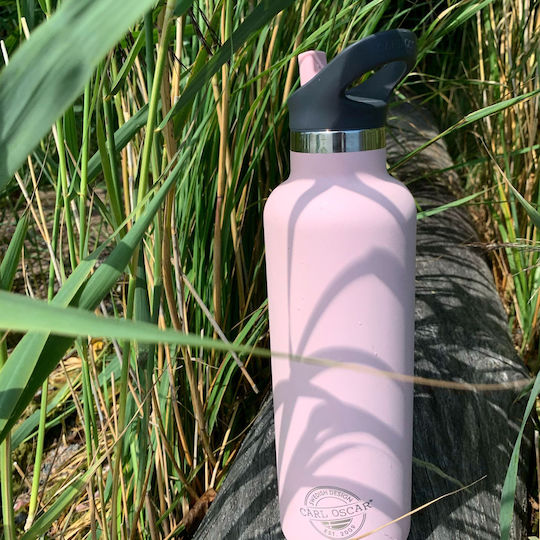Carl Oscar Stainless Steel Kids Water Bottle Thermos with Straw Non Spill Pink 700ml