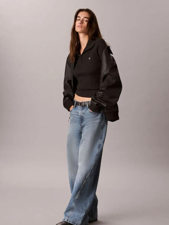 Women's Cotton Long Sleeve Black Blouse