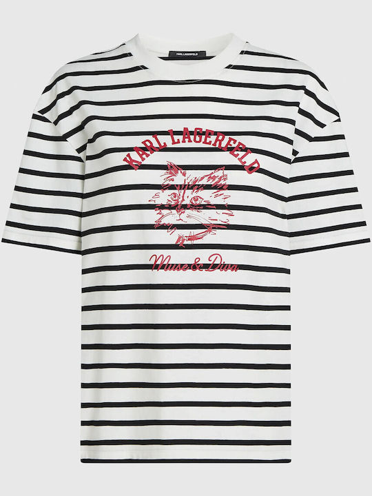 Ikon Choupette Women's Striped Black T-shirt