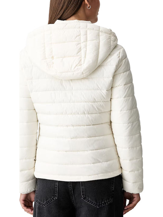 Guess Damen Puffer Jacken für Winter Cremefarbe