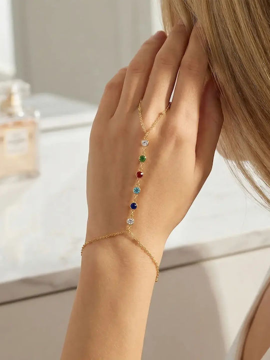 Damen Armband Kette Vergoldet mit Zirkon