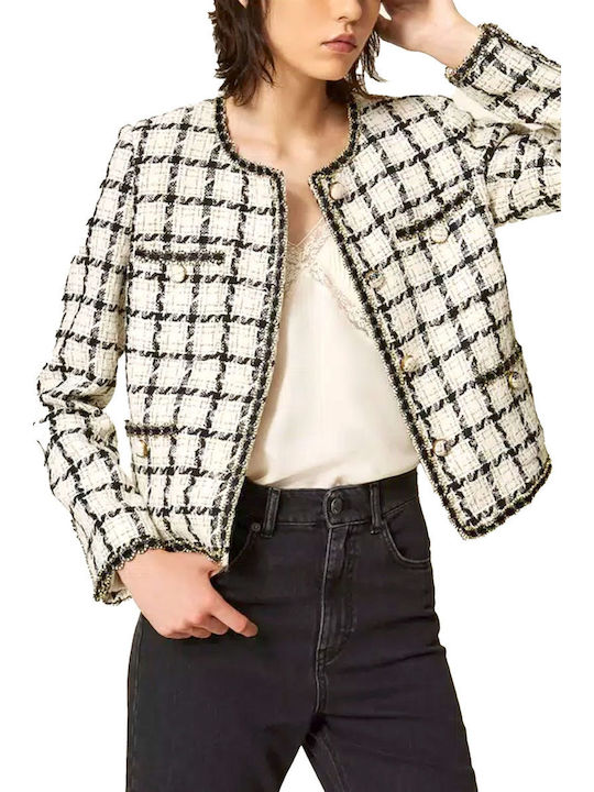 Twinset Women's Blazer Ecru-Black