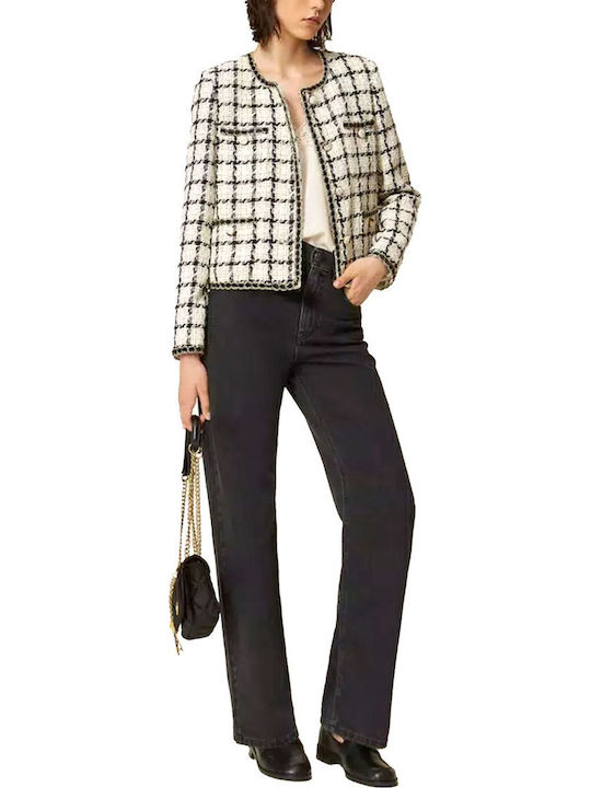Twinset Women's Blazer Ecru-Black