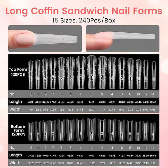 Sandwich Nail Dual Forms Coffin 240pcs